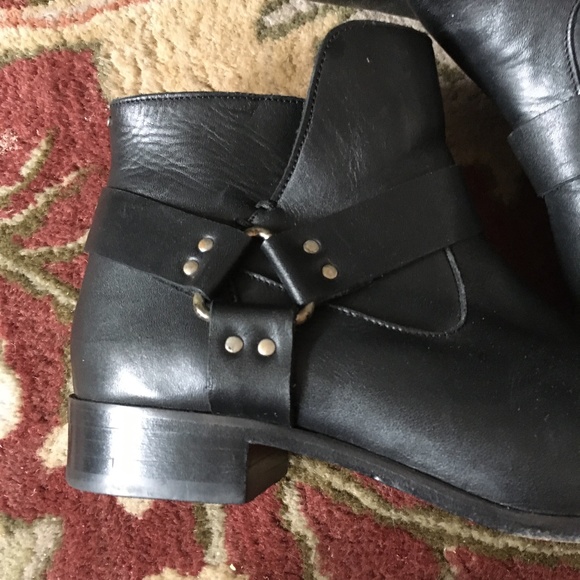 CARTEL Frye Black Leather Harness Moto Civil War Ankle Zip Boots 8 M - Picture 4 of 6